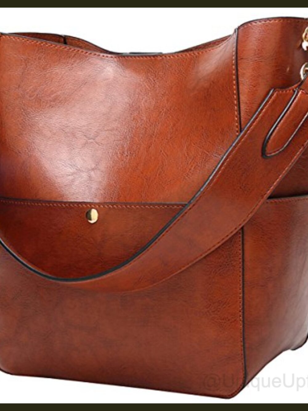Women's PU Leather Bucket Bag Shoulder Tote Work Satchel Handbag